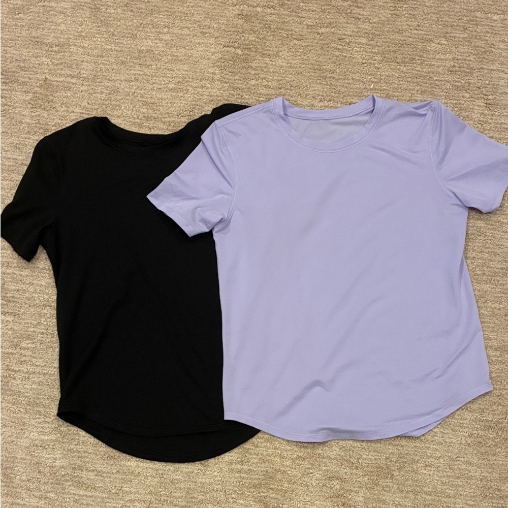 lululemon athletica Black and Lavender Short Sleeve Tees